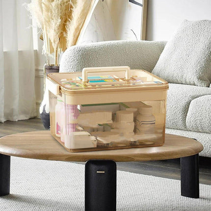 Large Capacity Two-Layer Medicine Box Household Transparent Medical Storage Box