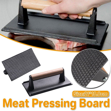 Cast Iron Meat Press Rectangular Grill BBQ Steak Press for Outdoor Cooking