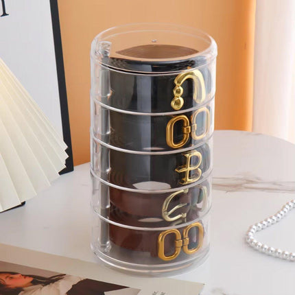 5 Layer Rotating Storage Box Transparent Jewelry Organizer for Home Display