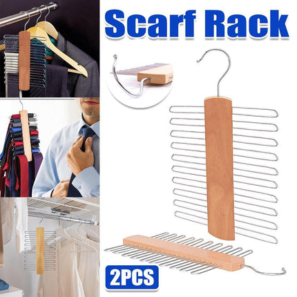 2PCS Double Hook Silk Scarf Towel Rack Organizer Tie Hanger Closet Storage