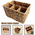 Straw Woven Tote Basket Storage for Snacks Fruit Cutlery Organizer Home Decor
