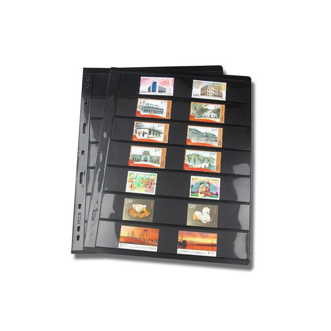 10 Sheet of Stamp Stock Black &amp Double Sided Page 7Strips &amp 9 Binder Holes - Aimall