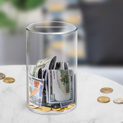 Acrylic Transparent Piggy Bank Savings Box Unbreakable Money Coin Storage Bank