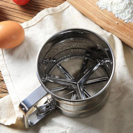Mesh Flour Sifter Baking Icing Sieve Strainer Cup Sugar Shaker Mechanical Metal - Aimall