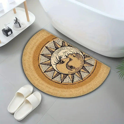 Semi Circular Non Slip Door Mat Household Entrance Carpet for Living Room Use