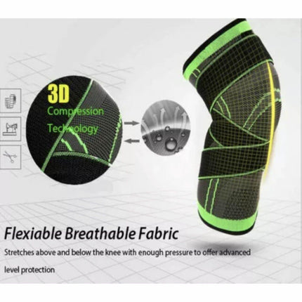 Green AOLIKES 3D Knee Support Brace Compression Sleeve Arthritis Pain Relief Gym - Aimall