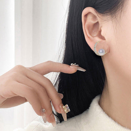 Star and Moon Asymmetric Stud Earrings Fashion Jewelry for Women Accessories