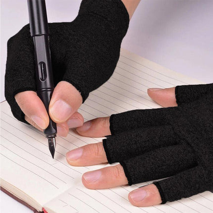 Brace Arthritis Hand Compression Gloves fingerless gloves Pain Relief Brown - Aimall