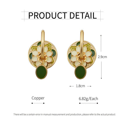Chinese Vintage Colourful Flower Earrings Spring Jewelry for Women Fashion