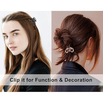4PCS Small Three-Ring Metal Hair Grab Clip for Women in 4 Colours Zinc Alloy