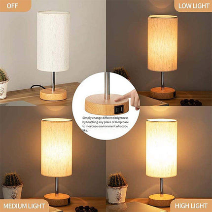 3-Speed Dimmable Bedside Table Lamp Touch Control Modern Nightstand Light