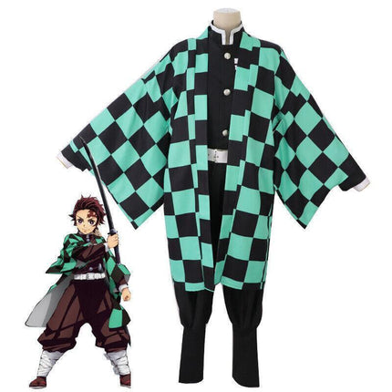 Demon Slayer Kimetsu No Yaiba Kamado Tanjiro Cosplay Costume Kimono Dress Wig AU - Aimall