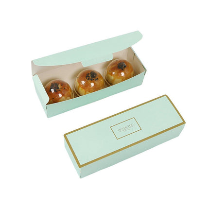 25pcs Long Strip Clamshell Packaging Box 3-Compartment Dessert Storage Box