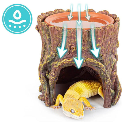Tree Stump Reptile Cave Lizard Hide Terrarium Cave Home Decor Moisture Keeping