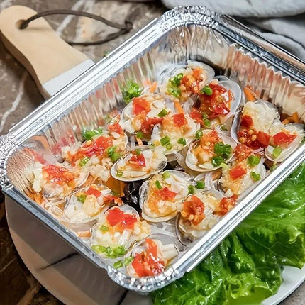 125PCS Disposable Quadrate Tin Foil Pans Oven Grill Safe Non-Stick Baking Trays