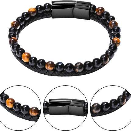 Tiger Eye Natural Stone Beaded Bracelet Women Men Elasticity Bangle hand Jewelry - Aimall