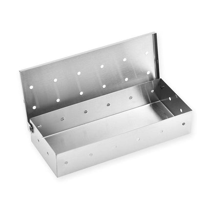 Stainless Steel Smoke Box Barbecue BBQ Smoking Wood Chip Smoker Grill Tool Box