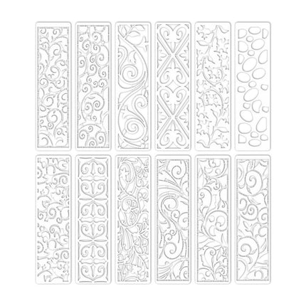 12pcs Striped Floral Stencil Reusable Painting Templates for DIY Handbook Decor