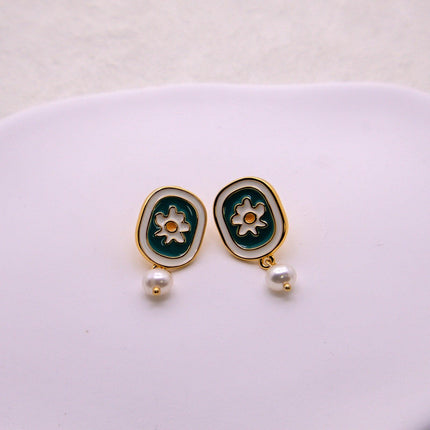 Vintage Rustic Chamomile Stud Earrings Floral Jewelry Women Elegant Accessories