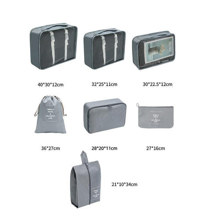 7PCS Travel Packing Cubes Luggage Pouches Organiser Clothes Suitcase Storage Bag - Aimall