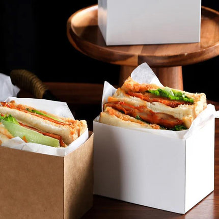250PCS Packaging Box Sandwich Box Wrapping Paper Breakfast Hamburger Kitchen S - Aimall