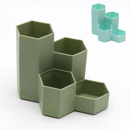 2pcs Hexagonal Pen Holder Desktop Organiser Storage Box Office Desk Accessories