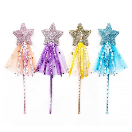 4pcs Sequin Fairy Wand Magic Pentagram Wand for Girls Party Favor Set