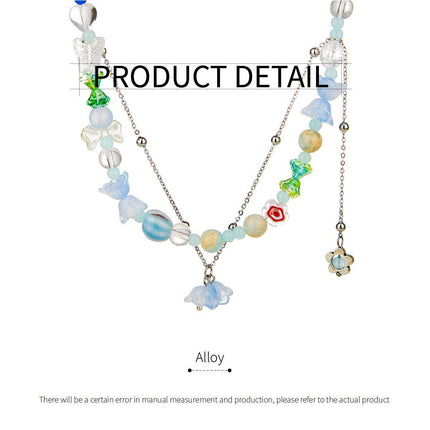 Elegant Blue Flower Pendant Necklace Women Girls Boho Chic Fashion Jewelry