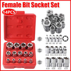 14x E Torx Socket Set Female Start Bit External Hex Torque E4-E24
