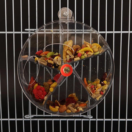 Parrot Foraging Toy Bird Chew Wheel Food Dispenser Divider Box Cage Accessory