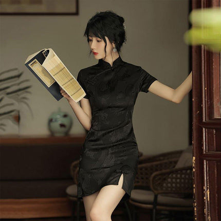 Girls Retro Cheongsam Dress French National Style Fashion Improved Qipao