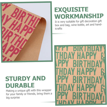 Vintage Kraft Wrapping Paper Happy Birthday Gift Box Wrapping Paper for Presents