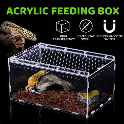 Clear Pet Box Slide Lid Reptile Breeding Habitat Panoramic View Terrarium