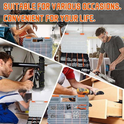 Double Sided Portable Hardware Tools Storage Box Parts Organizer Accessories Box