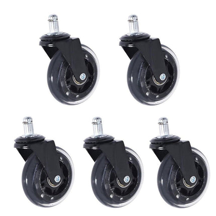 5pcs 3-Inch PU Transparent Caster Wheels Luggage Office Chair Mute Swivel Wheels