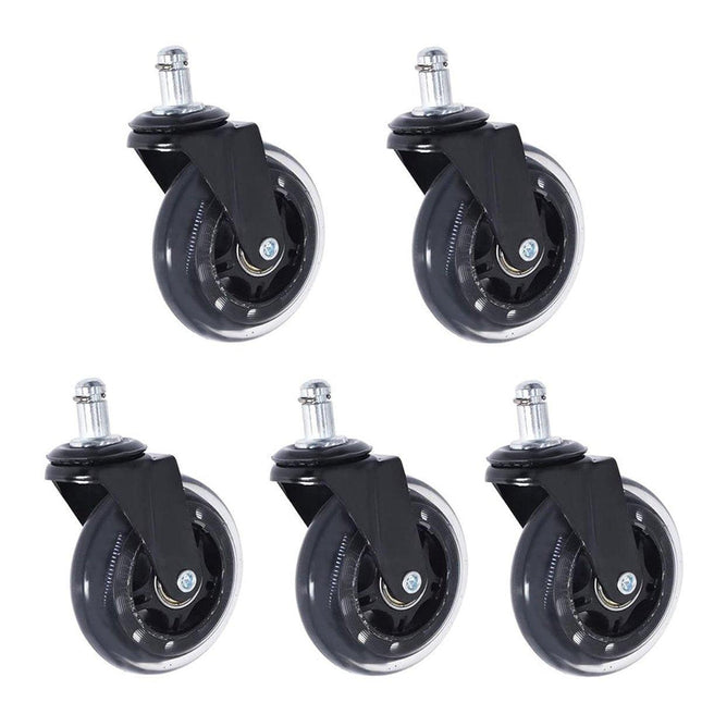 5pcs 3-Inch PU Transparent Caster Wheels Luggage Office Chair Mute Swivel Wheels