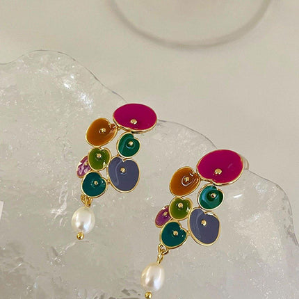 Vintage Long Pearl Coloured Earrings Elegant Matching Jewelry Women Fashion