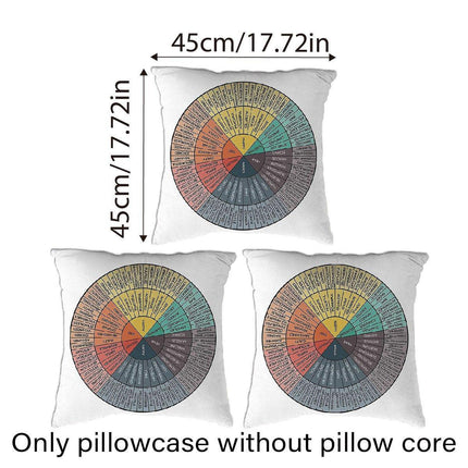 3PCS Emotion Wheel Decorative Pillowcase Sofa Cushion Cover for Bedroom Decor