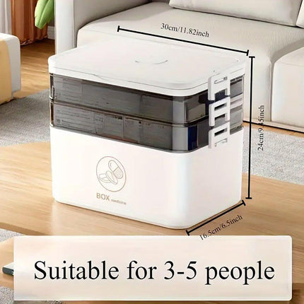 Large Portable Medicine Storage Box Multi-layer Plastic First Aid Emergency Box