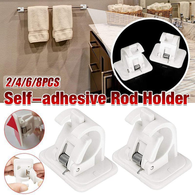 Nail-free Adjustable Curtain Pole Wall Bracket Self-adhesive Rod Holder 2-8pcs - Aimall