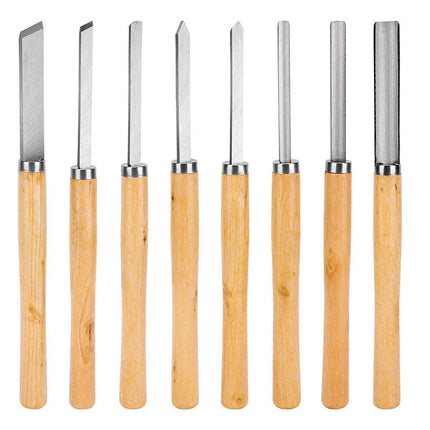 8X Heavy Duty HSS Wood Lathe Chisel Set Turning Wood Tools Carving GougeDurable - Aimall