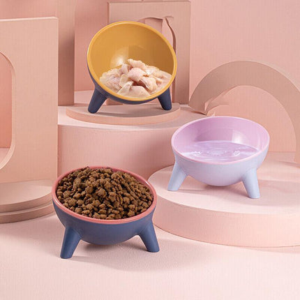 Raised Cat Bowl Pet Feeder Pet Bowl Elevated Dog Bowls 15° Tilted Pet Water Bowl - Aimall