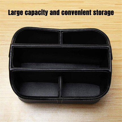 Leather Remote Control Holder 360 Degree Spinning Desk TV Remote Table Organizer