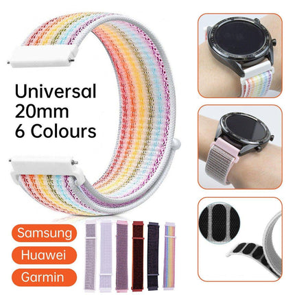 20mm Nylon Braided Sport Loop Velcro Watch Band Strap Compatible Replacement