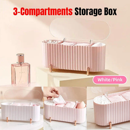 Dustproof Desktop Cosmetic Organizer with Lid Makeup Storage Box for Home Office