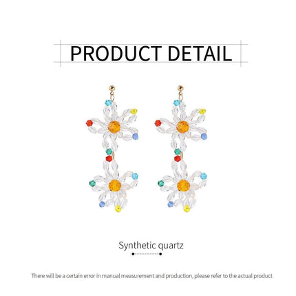 Beaded Flower Long Fringe Earrings Fashion Stud Jewellery for Women Gifts