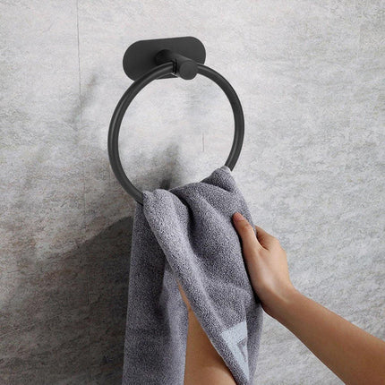 2PCS Black Nonperforated Stainless Steel Bathroom Toilet Hanging Oval Towel Ring