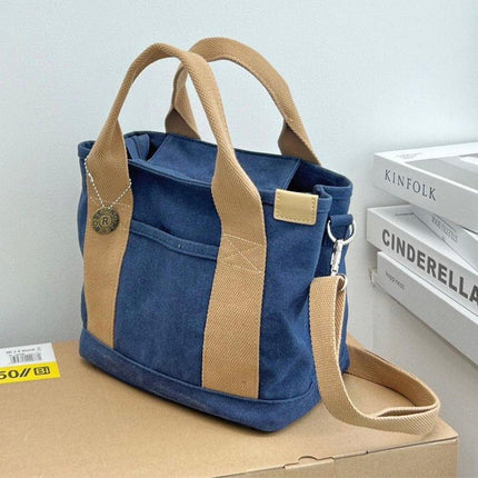 Womens Canvas Handbag Multi-layer Lightweight Crossbody Bag for Work Mommy
