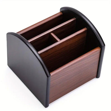 Rotatable Wooden Desktop Storage Box Organizer Creative Office Business Gift