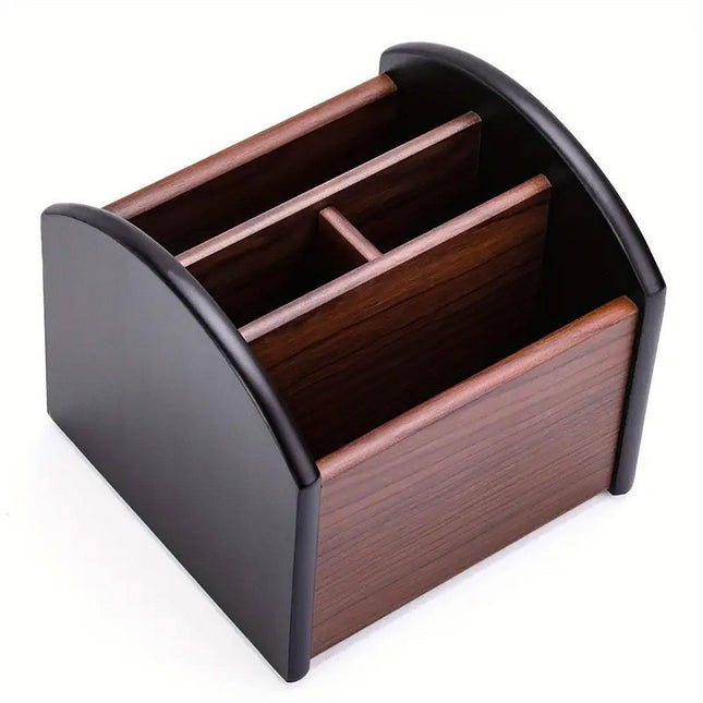 Rotatable Wooden Desktop Storage Box Organizer Creative Office Business Gift